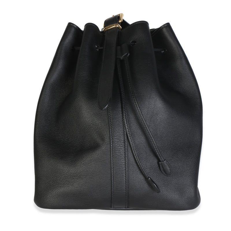 Miu Miu Black Nappa Logo Embossed Bucket Bag Handbag id