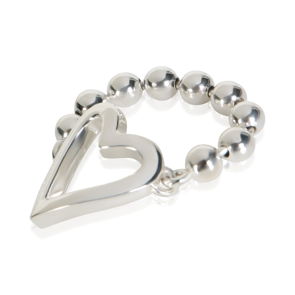 Gucci Sterling Silver Bead Heart Ring 2