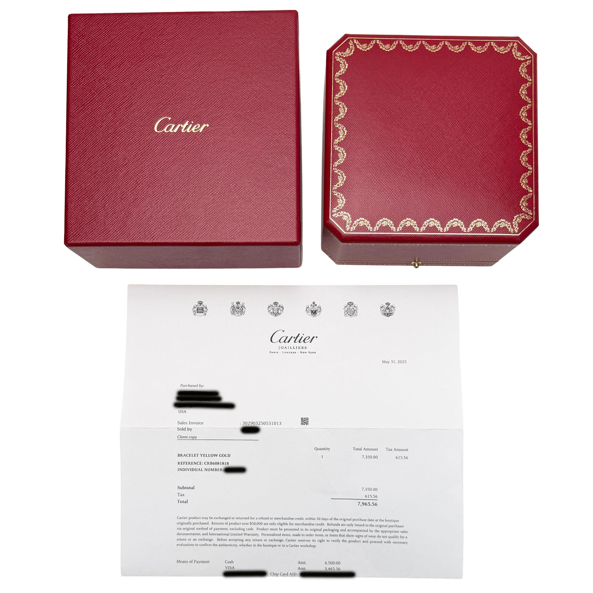 Cartier Yellow Gold Love Bracelet box