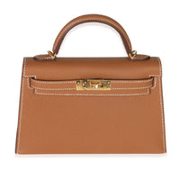 Hermès Gold Epsom Sellier Mini Kelly 20 II GHW Handbag fv