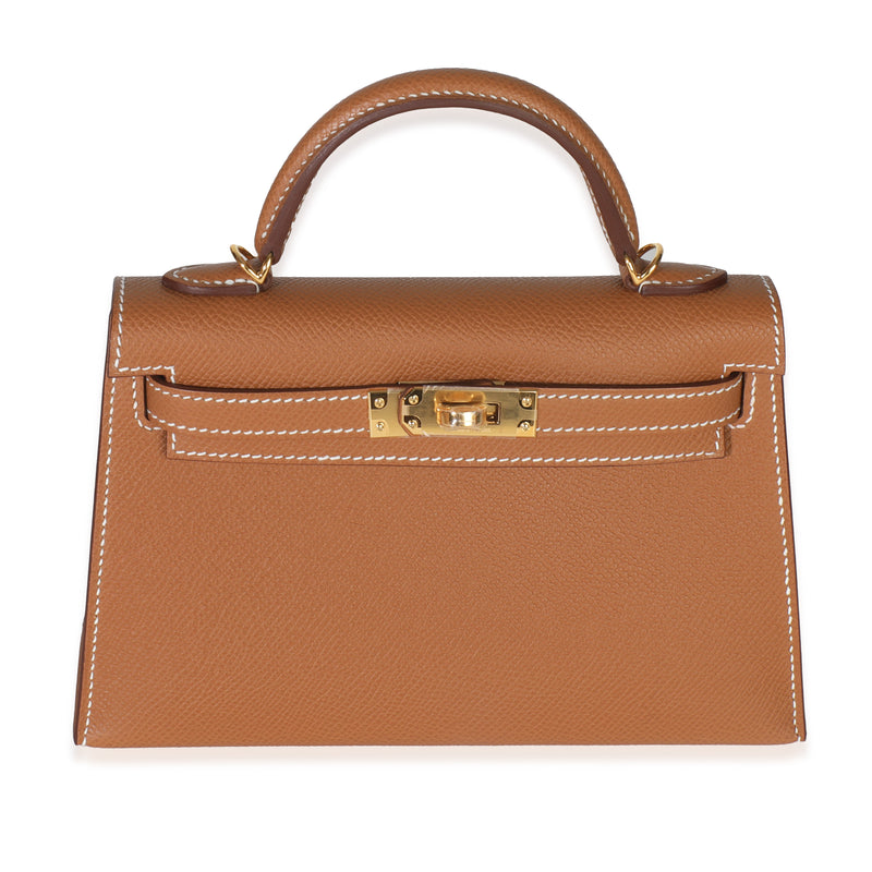 Hermès Gold Epsom Sellier Mini Kelly 20 II GHW Handbag fv