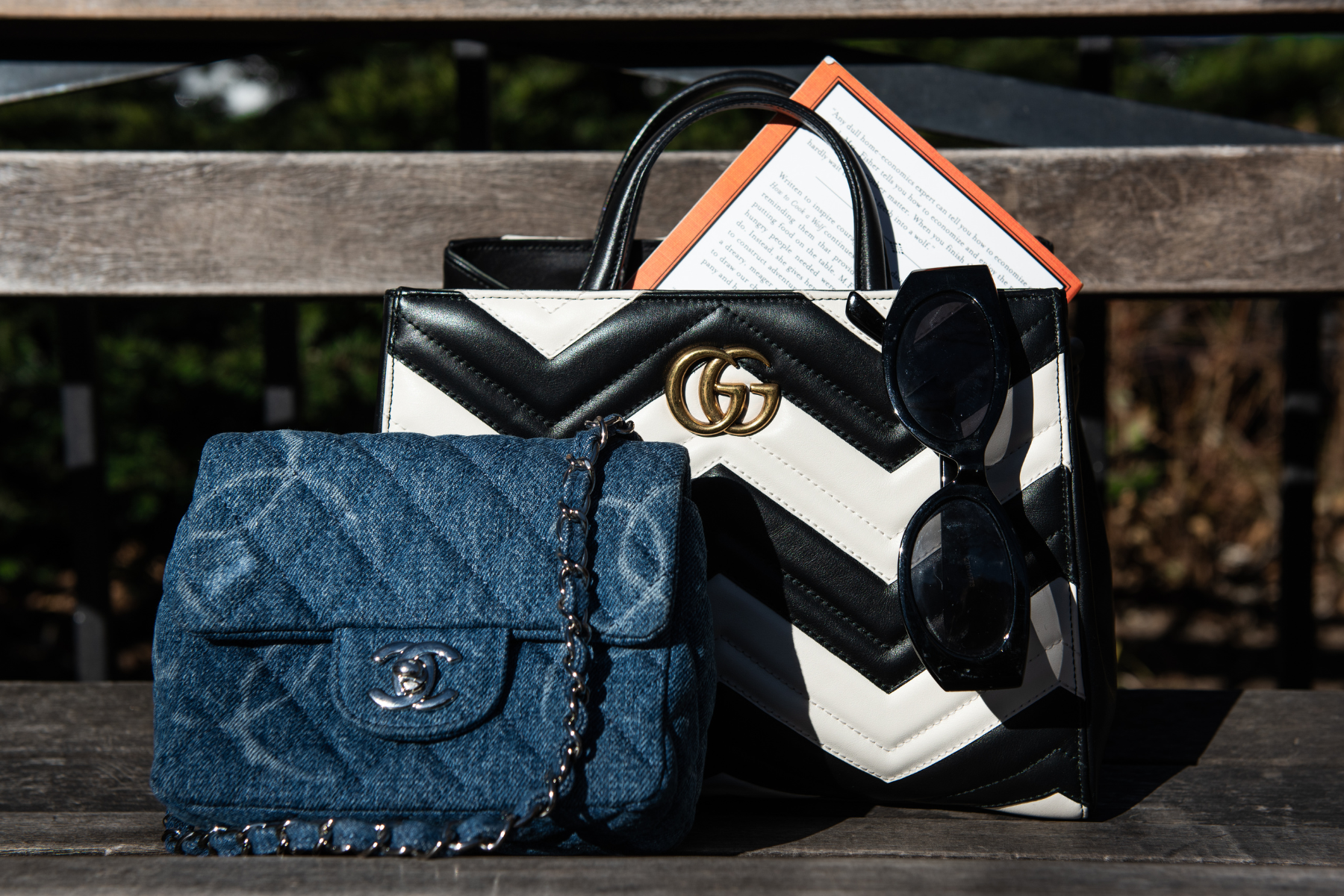 Gucci handbag and Chanel handbag