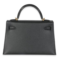 Hermès Black Madame Lizard Touch Mini Kelly 20 II GHW Handbag bv