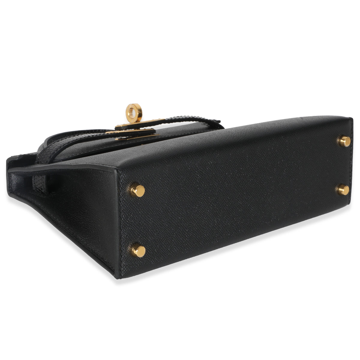 Hermès Black Madame Lizard Touch Mini Kelly 20 II GHW Handbag clasp