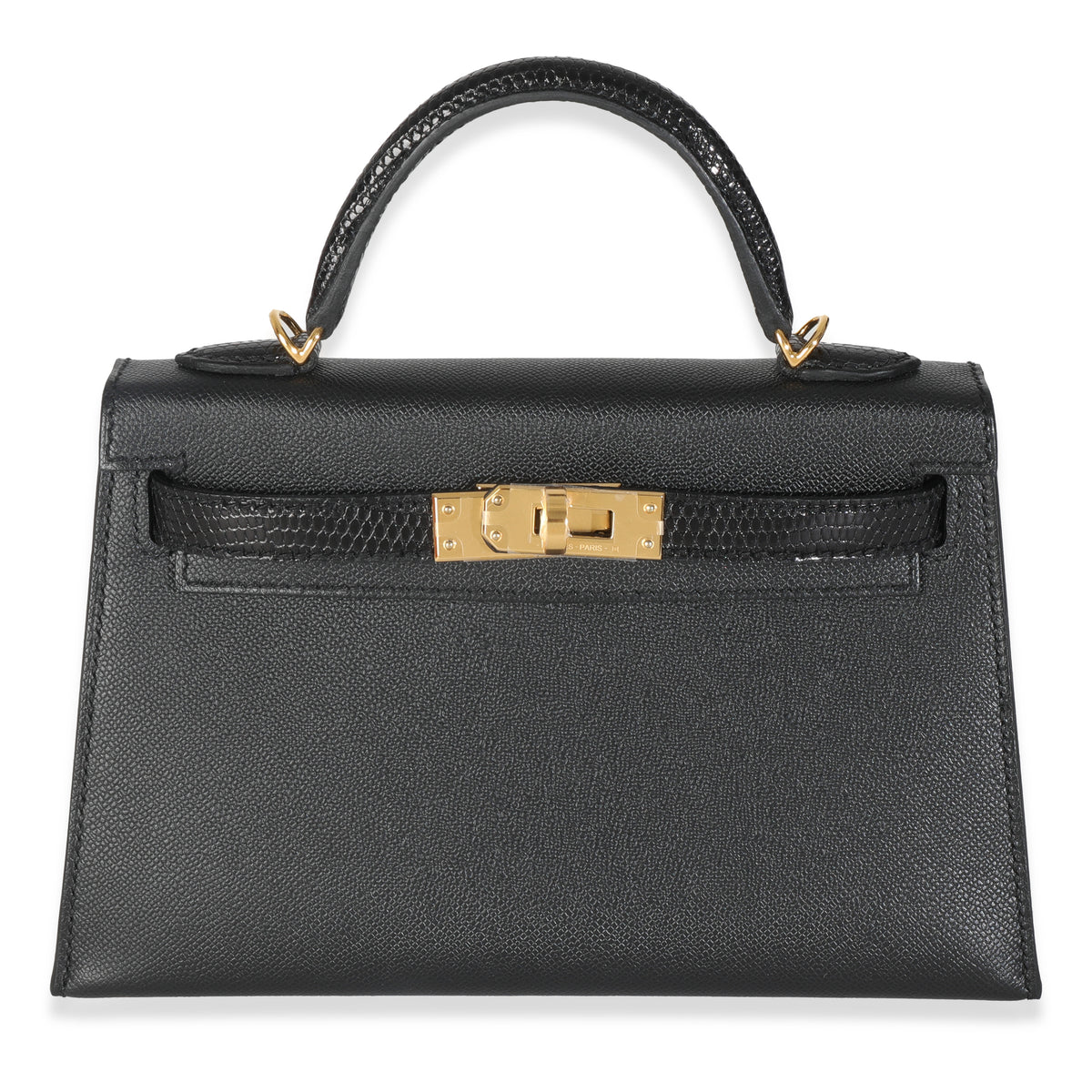 Hermès Black Madame Lizard Touch Mini Kelly 20 II GHW Handbag fv