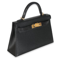 Hermès Black Madame Lizard Touch Mini Kelly 20 II GHW Handbag pv