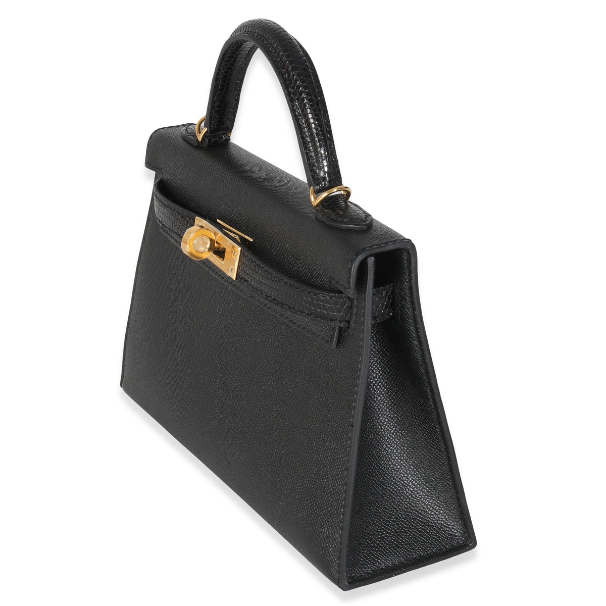 Hermès Black Madame Lizard Touch Mini Kelly 20 II GHW Handbag sv