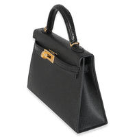 Hermès Black Madame Lizard Touch Mini Kelly 20 II GHW Handbag sv