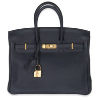 Hermès Bleu Nuit Togo Birkin 25 GHW Handbag fv