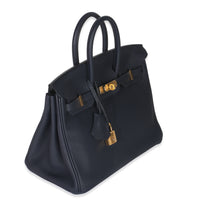 Hermès Bleu Nuit Togo Birkin 25 GHW Handbag pv