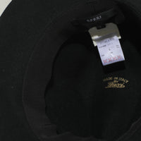 Gucci Black Cotton Blend GG Feather Trilby Hat L stamp