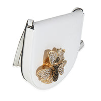 Loewe White Calfskin Heel Metal Flower Crossbody Handbag pv