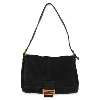 Fendi Black Suede Mama Baguette Bag Handbag id