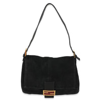 Fendi Black Suede Mama Baguette Bag Handbag id