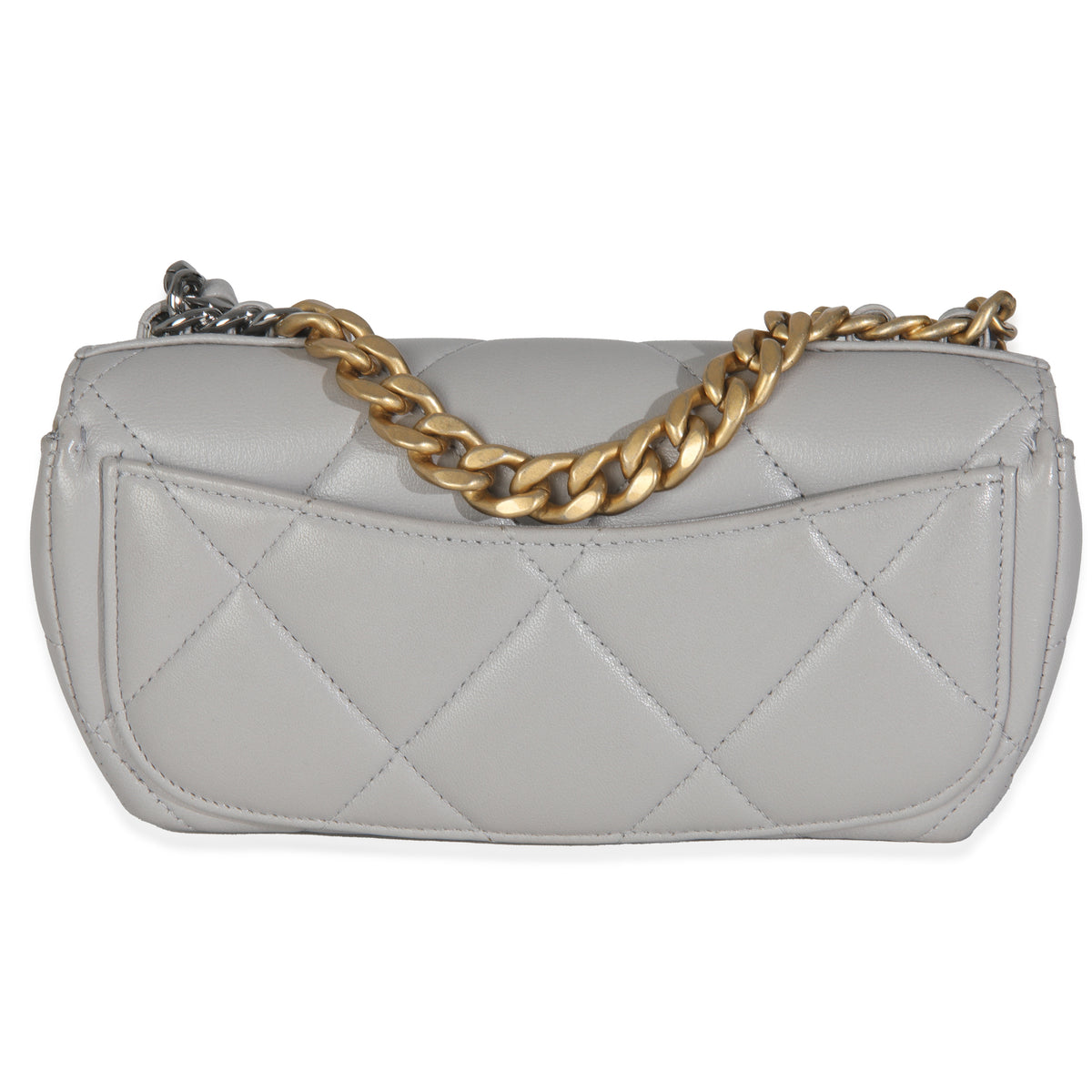 Chanel Grey Quilted Lambskin  19 Sunglasses Case With Chain Handbag bv