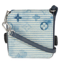Louis Vuitton Blue Hickory Stripes Denim Monogram Watercolor Wallet On Strap Wallet fv