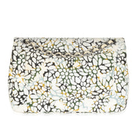 Chanel Multicolor White Cut Out Floral Jumbo Double Flap Bag Handbag bv