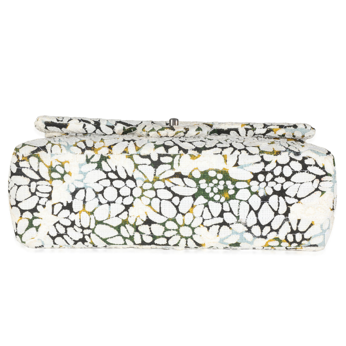 Chanel Multicolor White Cut Out Floral Jumbo Double Flap Bag Handbag stamp
