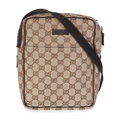 Gucci Beige GG Canvas Front Pocket Crossbody Messenger Bag Handbag id