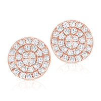 myGemma Pave Diamond Disc Stud Earrings 14kt Rose Gold 1/5 ctw sv