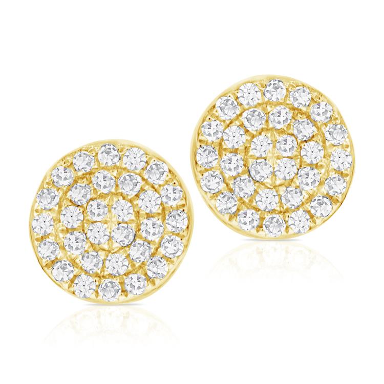myGemma Diamond Pave Disc Stud Earrings in 14K Yellow Gold, 1/5 Ctw av