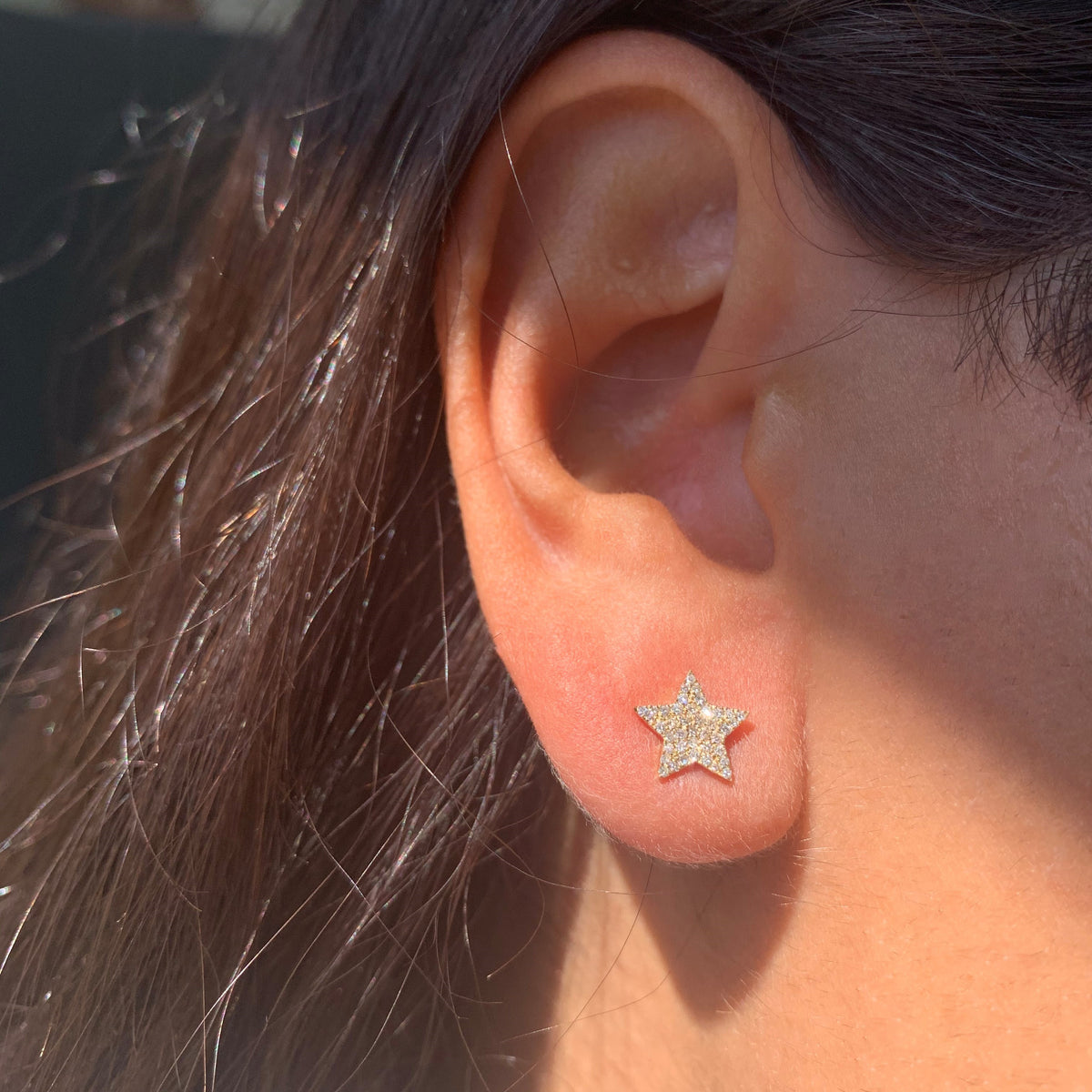 myGemma Diamond Star Earrings in 14k Yellow Gold 1/5 ctw av