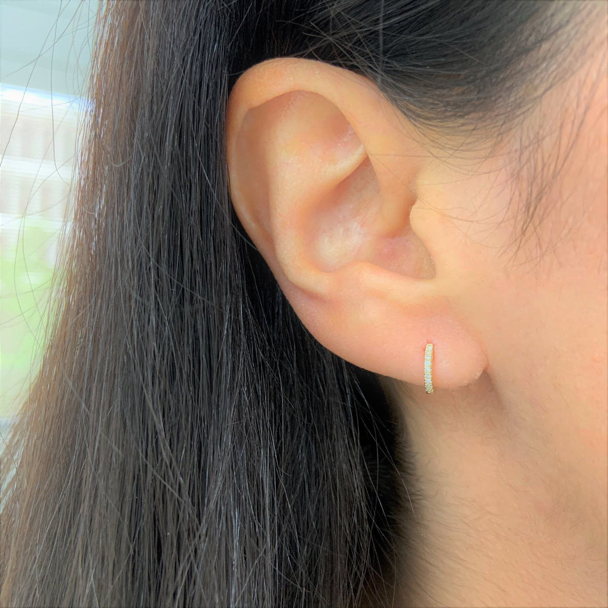 myGemma Diamond Huggie Earrings in 14K Rose Gold 0.05 Ctw sv