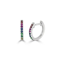 Sabrina Designs Co. 14k White Gold & Rainbow Sapphire Huggie Earrings fv