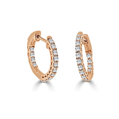 myGemma 14k Rose Gold & Diamond In & Out Hoop Earrings, 1/2 CTW fv
