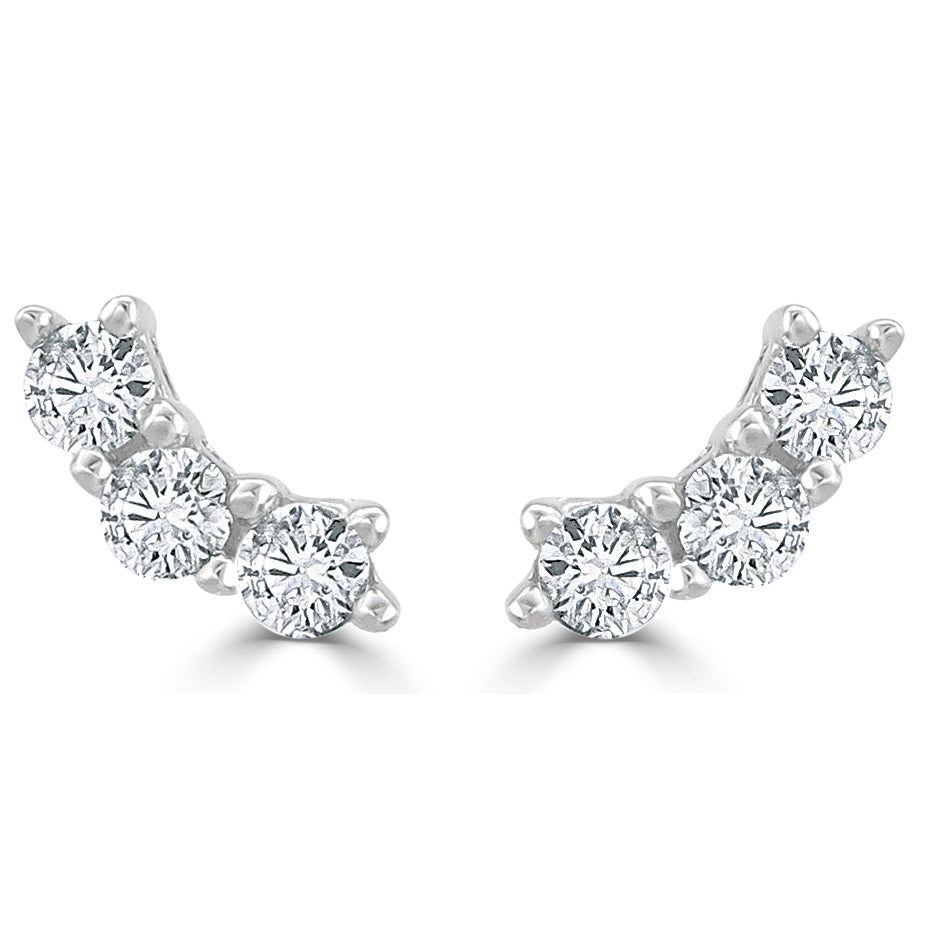 myGemma 14k White Gold & Diamond Curved Stud Earrings, 1/3 Ctw fv