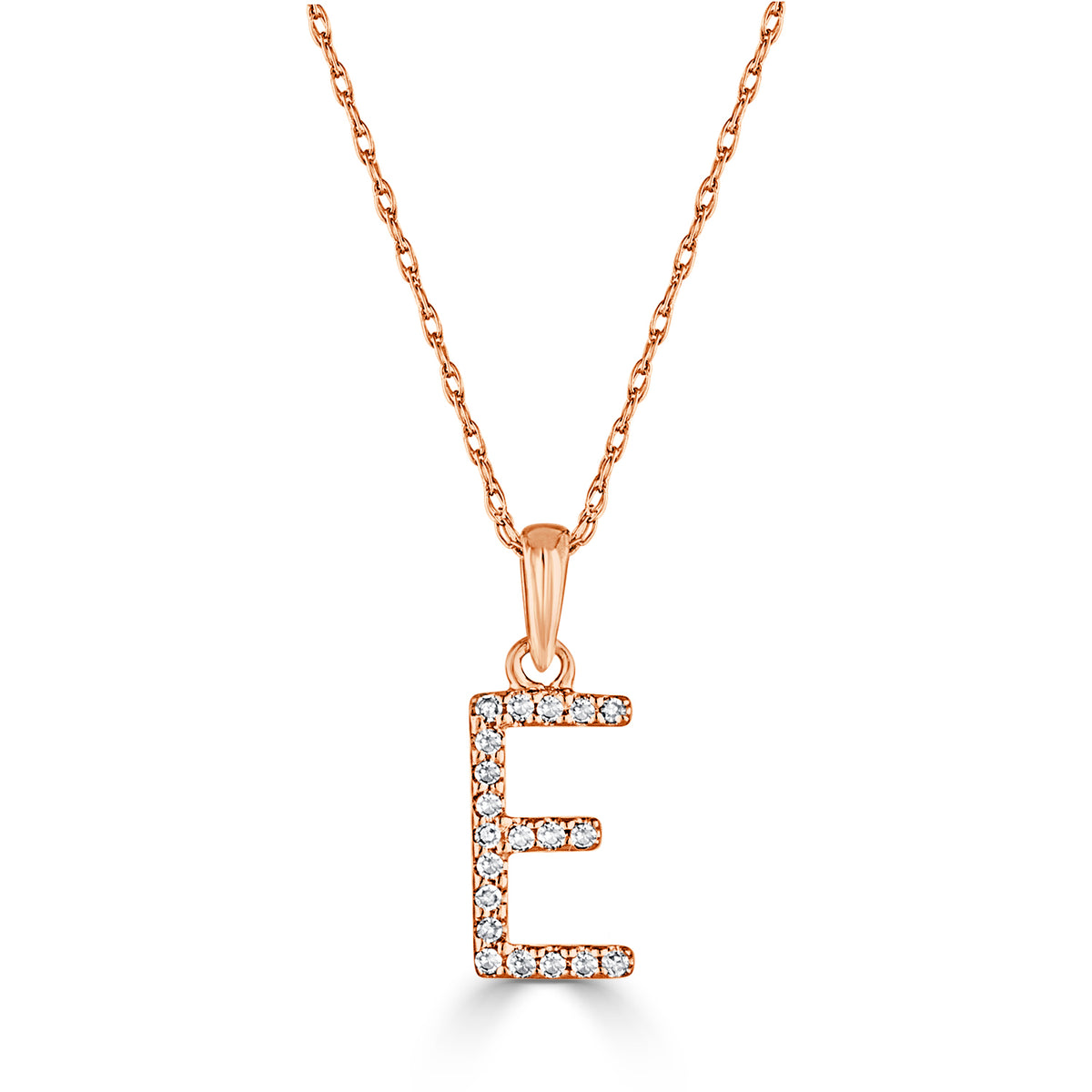 myGemma 14k White Gold & Diamond Initial Necklace  E sv
