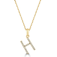 myGemma 14k White Gold & Diamond Initial Necklace  H bv