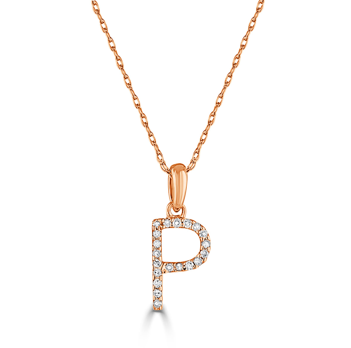 myGemma 14k White Gold & Diamond Initial Necklace  P sv