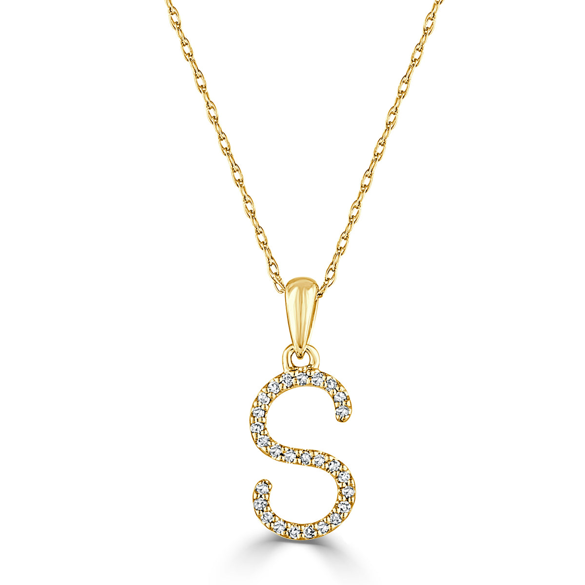 myGemma 14k White Gold & Diamond Initial Necklace  S bv