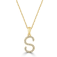 myGemma 14k White Gold & Diamond Initial Necklace  S bv