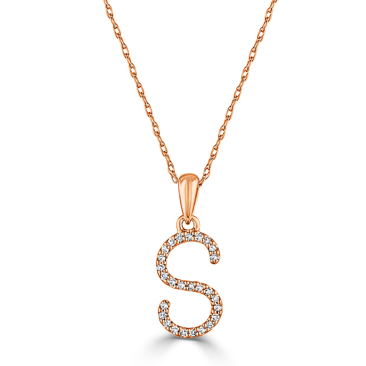 myGemma 14k White Gold & Diamond Initial Necklace  S sv