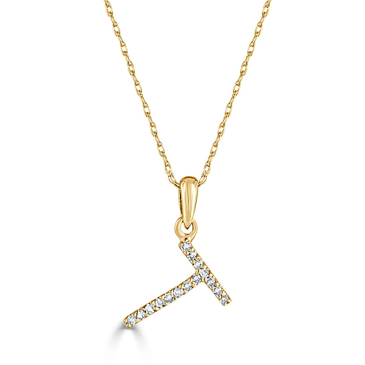 myGemma 14k White Gold & Diamond Initial Necklace  T bv