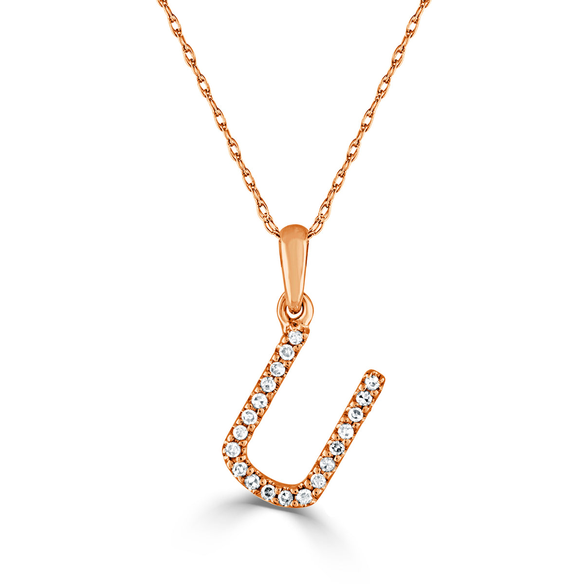 myGemma 14k White Gold & Diamond Initial Necklace  U sv