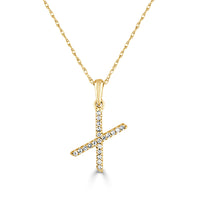 myGemma 14k White Gold & Diamond Initial Necklace  X bv