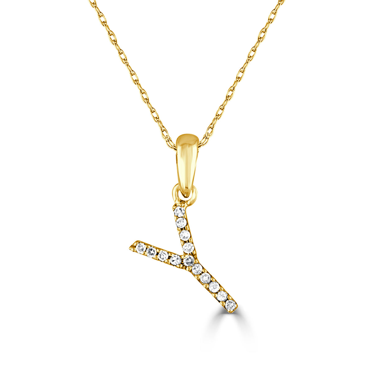 myGemma 14k White Gold & Diamond Initial Necklace  Y bv