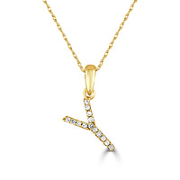 myGemma 14k White Gold & Diamond Initial Necklace  Y bv