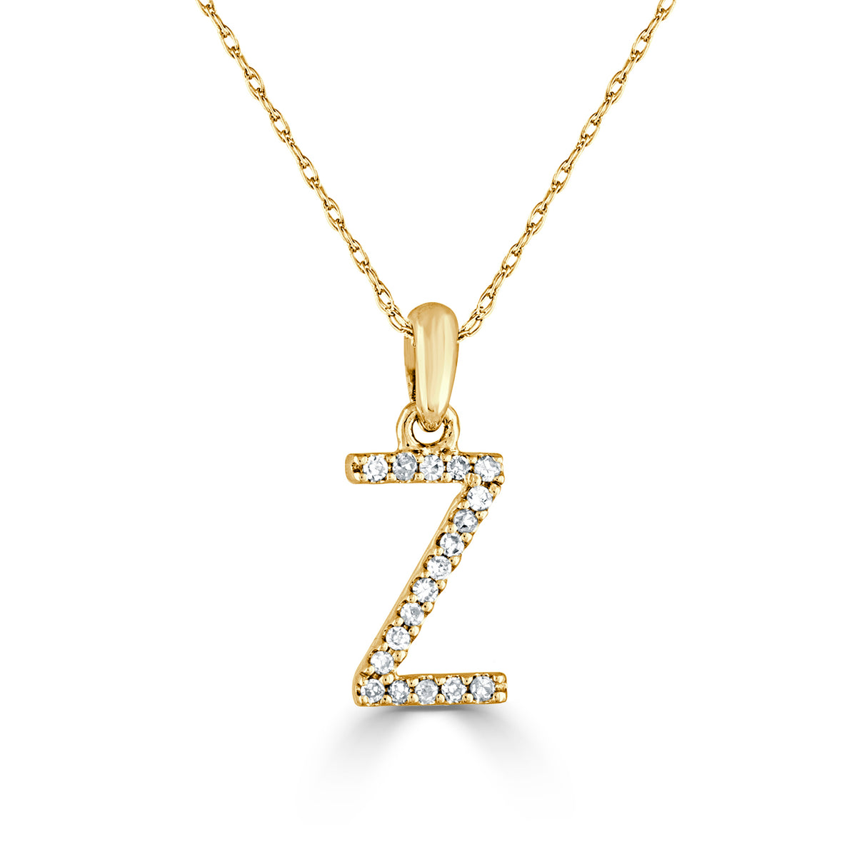 myGemma White 14k Gold & Diamond Initial Necklace  Z bv