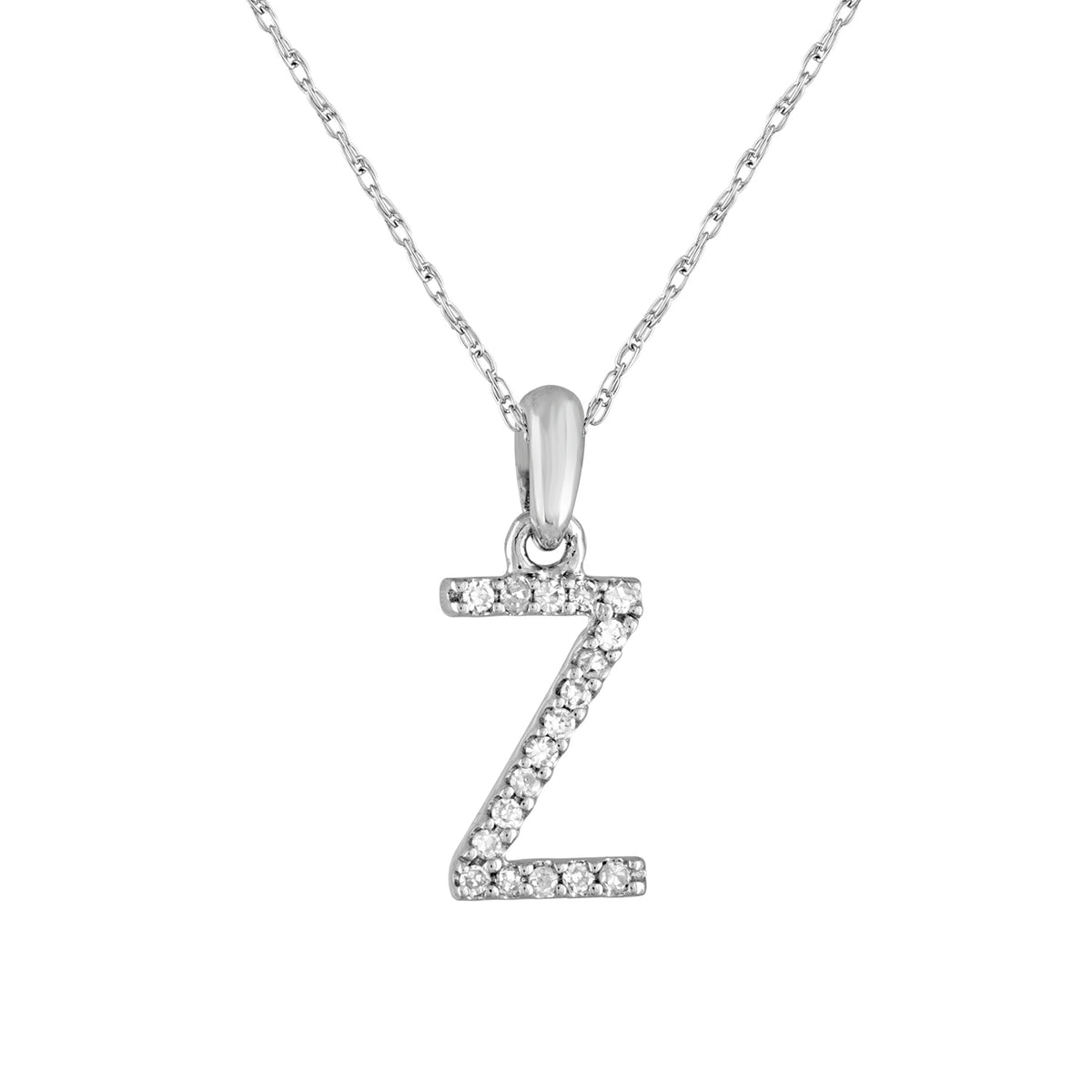 myGemma White 14k Gold & Diamond Initial Necklace  Z fv