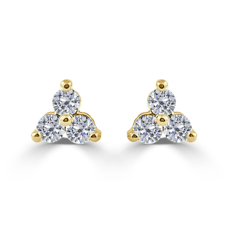myGemma 14k Yellow Gold 1/4 Ctw Trio  Diamond Stud Earrings fv