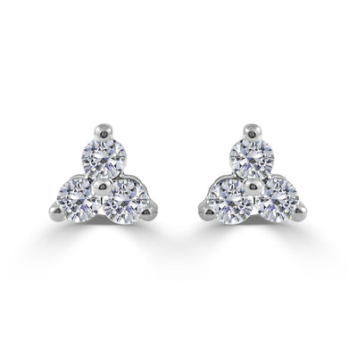 myGemma 14k White Gold & 1/4 Ctw Diamond Trio Stud Earrings fv