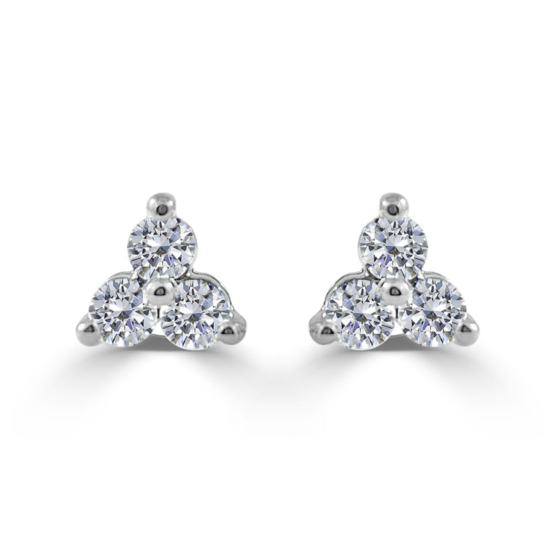 myGemma 14k White Gold & 1/4 Ctw Diamond Trio Stud Earrings fv
