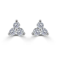 myGemma 14k White Gold & 1/4 Ctw Diamond Trio Stud Earrings fv