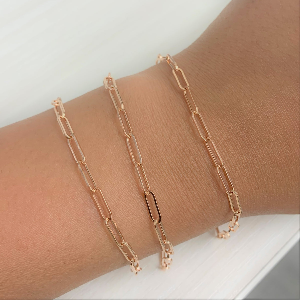 myGemma Paperclip Link Bracelet in 14K Rose Gold av