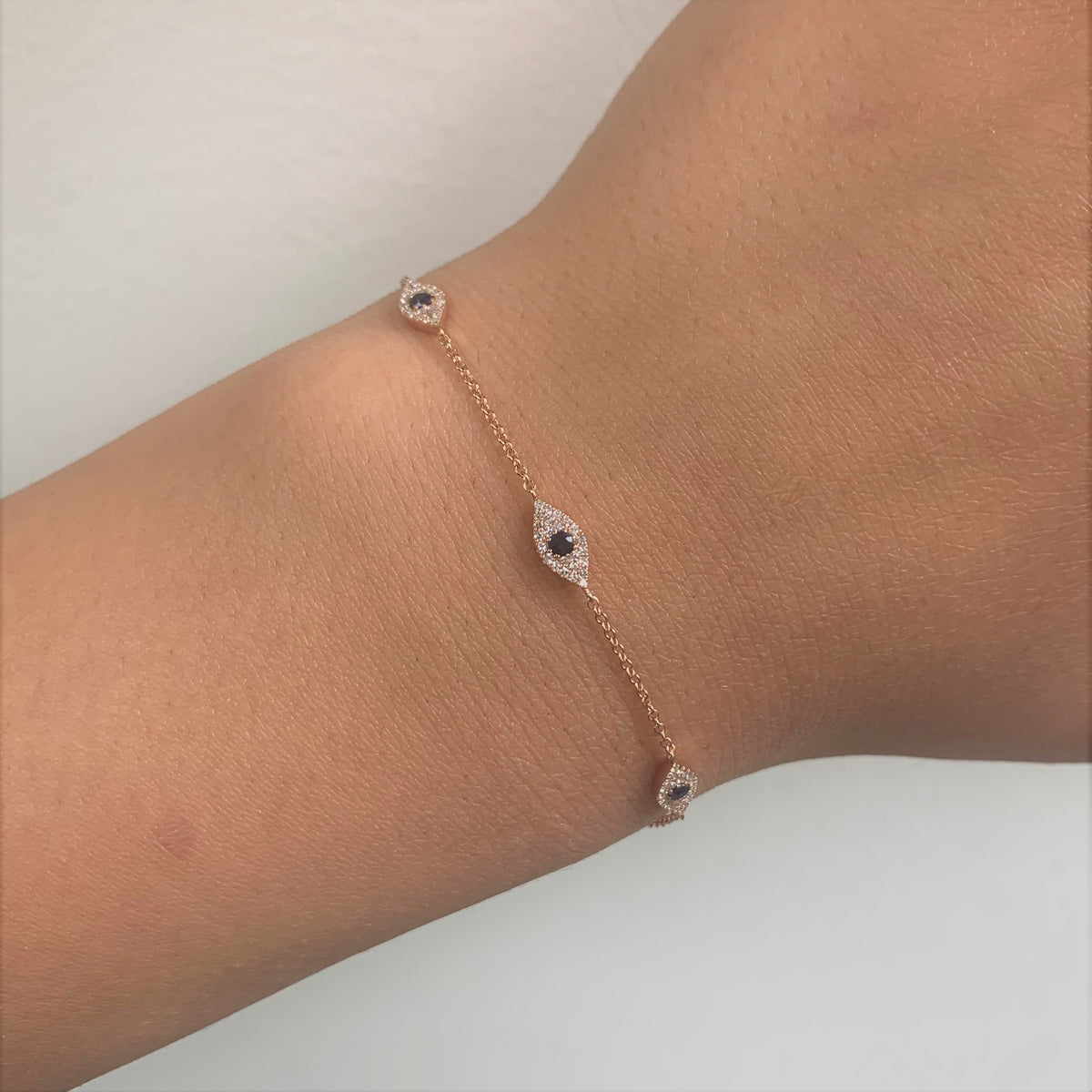 Sabrina Designs Co. 14k Rose Gold Sapphire & Diamond Evil Eye Bracelet sv