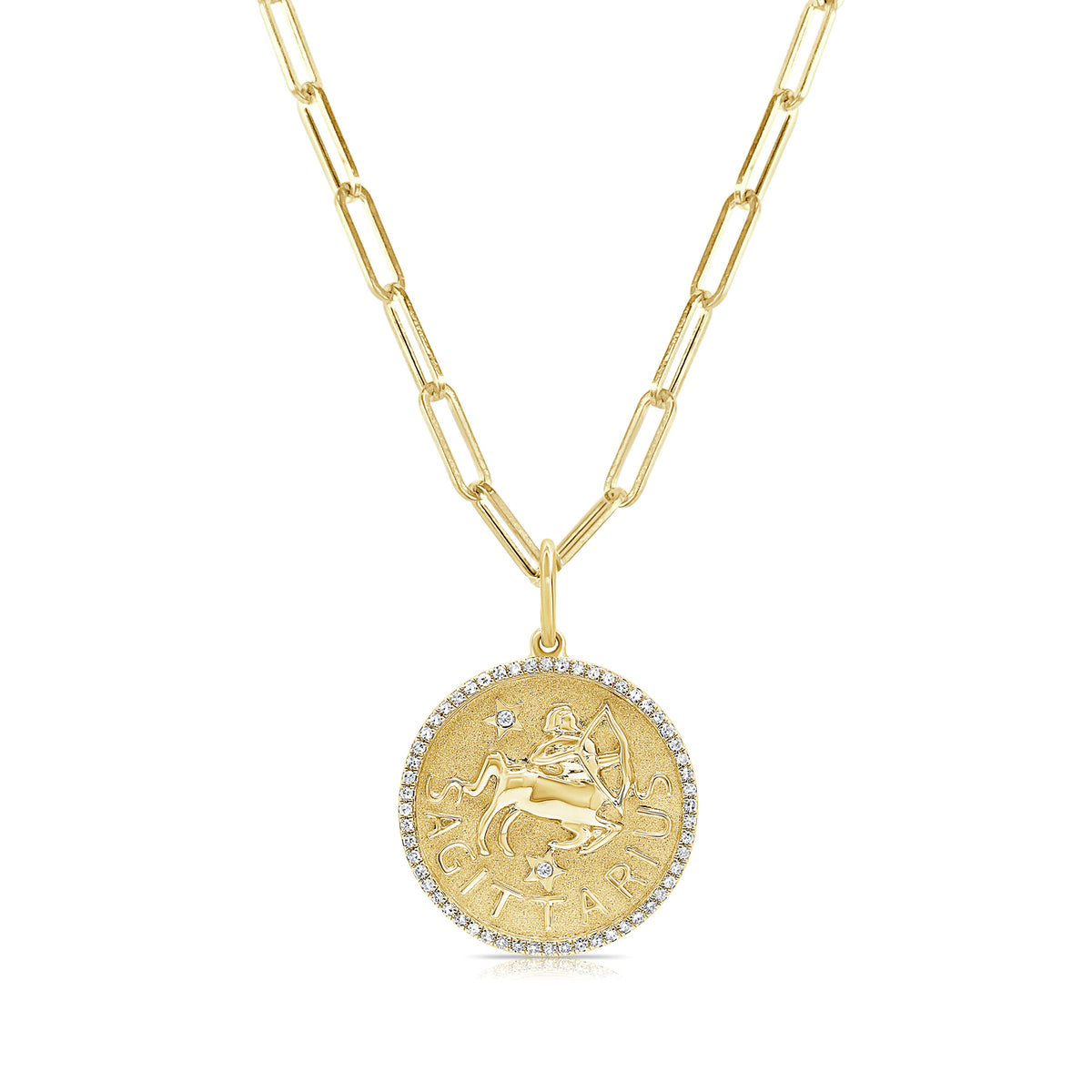 myGemma Sagittarius Zodiac Diamond Necklace in 14KT Yellow Gold fv